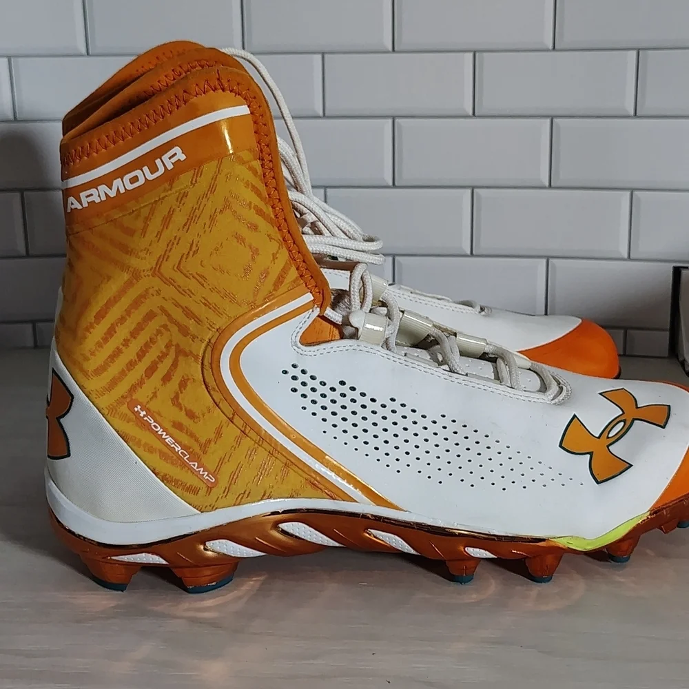 Under Armour Bold Orange and White Sports Cleats Size 13